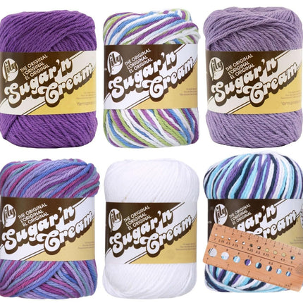 Lily Sugar 'n Cream Yarn - 100% Cotton - Assortment (Purple Pop)