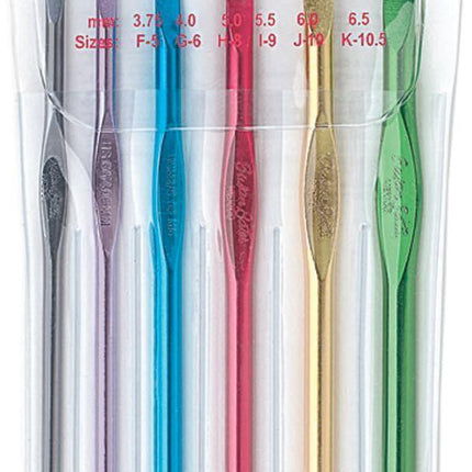 Susan Bates Silvalume Crochet Hook Sets in Pouch Sizes F, G, H, I, J, K, L, M, N