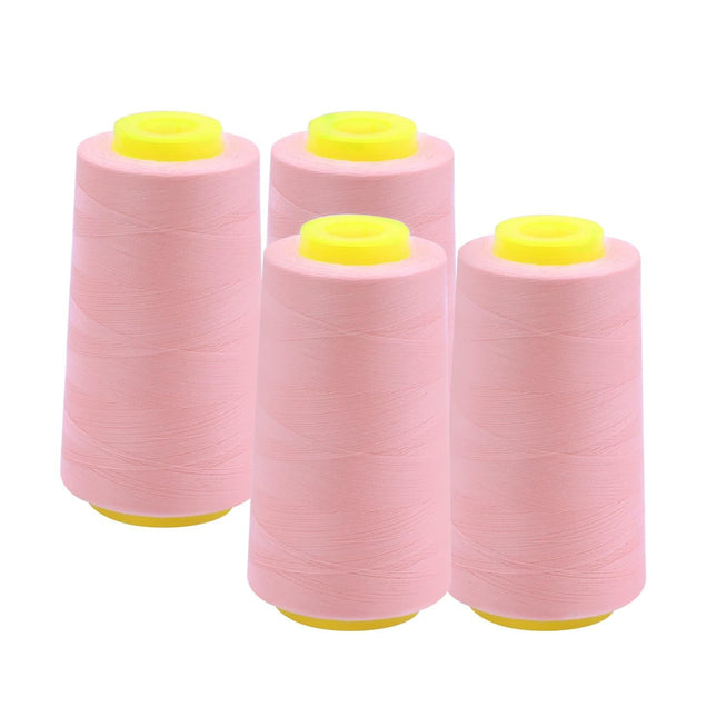 EVERLOCK Serger Thread – 4 Cones, 3000 Yards Each – 40 Weight, 2-Ply Spun Polyester – Strong, Low-Lint Overlock Thread for Serger Machines – All-Purpose Sewing & Finishing (Baby Pink)