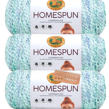 Lion Brand Yarn - Homespun - 3 Pack with Needle Gauge (Windsor)