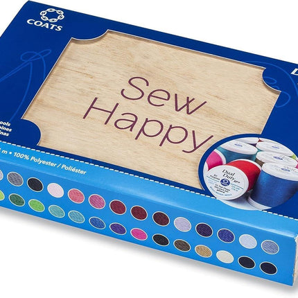 Coats & Clark Sewing Thread & Sew Happy Wooden Gift Box - 32 Spools