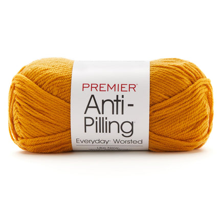 Premier Yarns Anti-Pilling Everyday Worsted Yarn 3-Pack with Gauge Tool, 100% Acrylic Medium #4 Weight Skeins for Crochet and Knitting Baby Blankets, 540 Yds (Pumpkin)