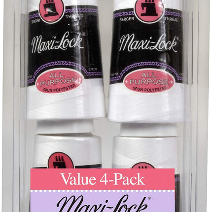 American & Efird GGM-520 Maxi Lock All Purpose Value Pack Thread Spool, 4, White