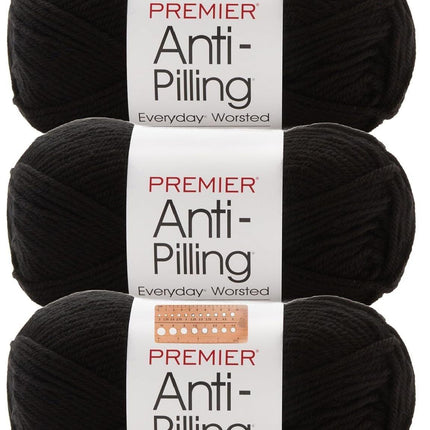 Premier Yarns Anti-Pilling Everyday Worsted Yarn 3-Pack with Gauge Tool, 100% Acrylic Medium #4 Weight Skeins for Crochet and Knitting Baby Blankets, 540 Yds (Pumpkin)
