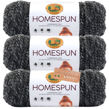 Lion Brand Yarn - Homespun - 3 Pack with Needle Gauge (Windsor)