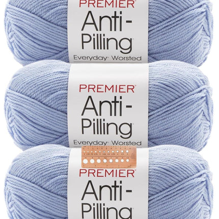 Premier Yarns Anti-Pilling Everyday Worsted Yarn 3-Pack with Gauge Tool, 100% Acrylic Medium #4 Weight Skeins for Crochet and Knitting Baby Blankets, 540 Yds (Pumpkin)