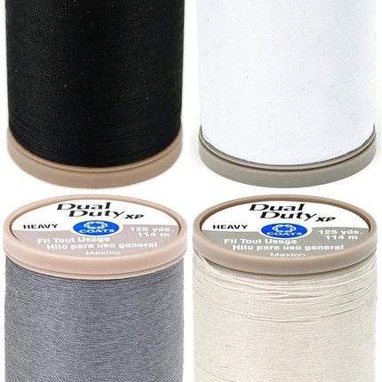 4-PACK - Coats & Clark - Dual Duty XP Heavy Weight Thread - 4 Color Value Pack - (Black+White+Slate+Natural) 125yds Each