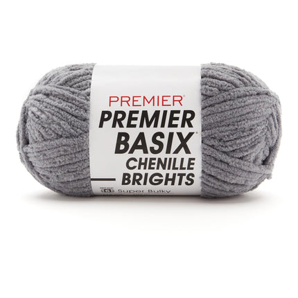 Premier Yarns Basix Chenille Brights Super-Bulky 3-Pack with Tapestry Needles, 100% Polyester #6 Weight Skeins for Crochet and Knitting Blankets, 336 Yds