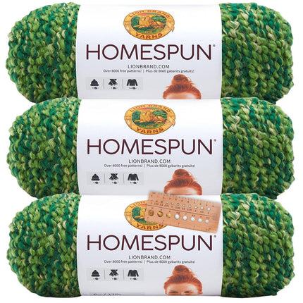 Lion Brand Yarn - Homespun - 3 Pack with Needle Gauge (Windsor)