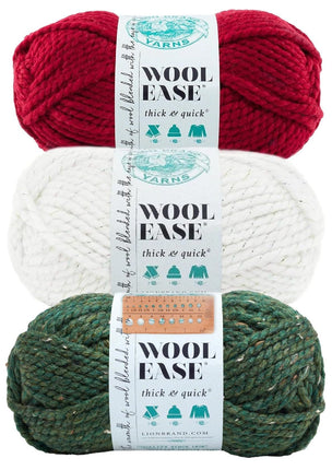 Lion Brand Yarn - Wool-Ease Thick & Quick - 3 Skein Assortment (Holiday)