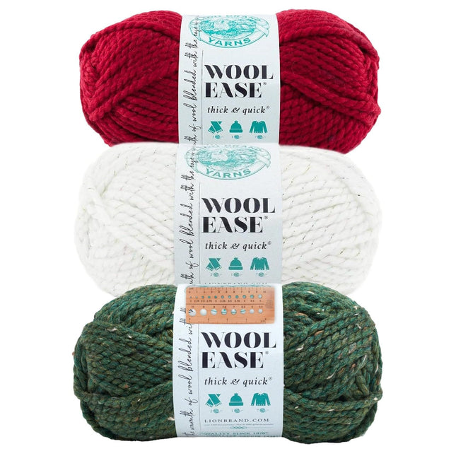 Lion Brand Yarn - Wool-Ease Thick & Quick - 3 Skein Assortment (Holiday)
