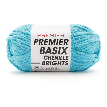 Premier Yarns Basix Chenille Brights Super-Bulky 3-Pack with Tapestry Needles, 100% Polyester #6 Weight Skeins for Crochet and Knitting Blankets, 336 Yds