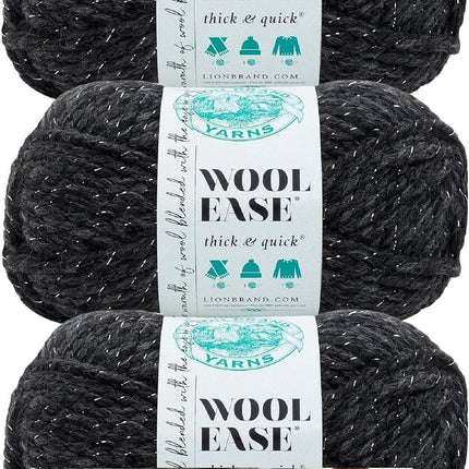 Lion Brand Wool-Ease Thick & Quick Yarn - 3 Pack with Pattern Cards in Color - 640-303 (Constellation)