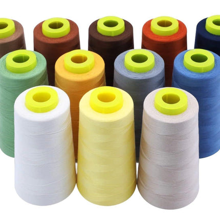 EVERLOCK Serger Thread Set – 12 Cones, Earth & Neutral Tones – 3000 Yards Each – 40 Weight, 2-Ply Spun Polyester – Overlock Thread for Serger Machines – Strong, Low-Lint Performance