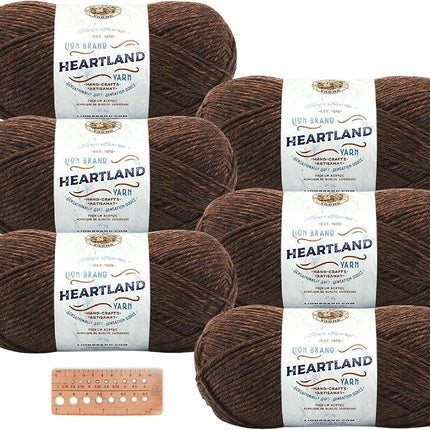 Lion Brand Yarn - Heartland - 6 Skeins with Needle Gauge (Sequoia)