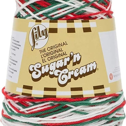 Lily Sugar n' Cream Holiday Cone Bundle 2-Pack 100% Cotton Medium 4 Worsted (Red, White, Green)