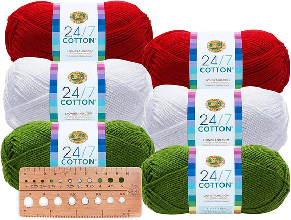 12 Pack) Lion Brand 24/7 Cotton Yarn - Grass