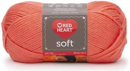 Red Heart Soft Yarn - 6 Balls - Matching Dye Lot (Coral)