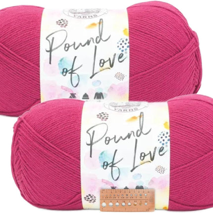 Lion Brand Yarn - Pound of Love - 2 Pack (Cerise)