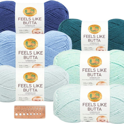 Lion Brand Yarn - Feels Like Butta - 6 Skein Assortment (Ocean Foam)