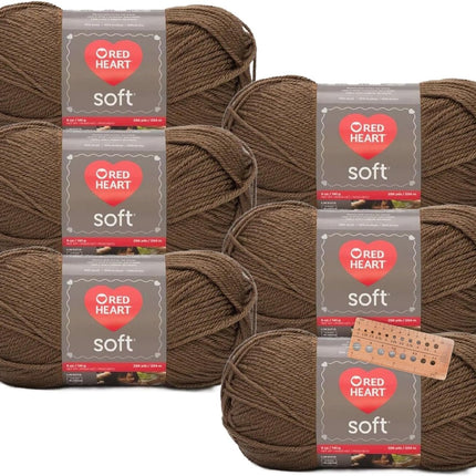 Red Heart Soft Yarn - 6 Balls - Matching Dye Lot (Toast)