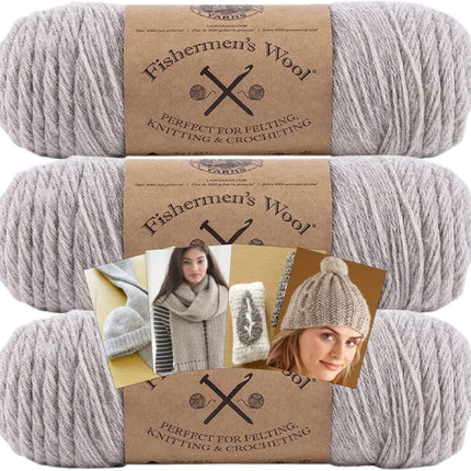 Lion Brand Yarn - Fishermen's Wool - 3 Pack with Pattern Cards