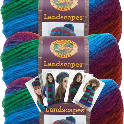 Lion Brand Yarn - Landscapes - 3 Pack with Pattern Cards (Apple Orchard)