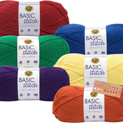Lion Brand Yarn - Basic Stitch Anti-Pilling - 6 Color Assortment (Crayons)