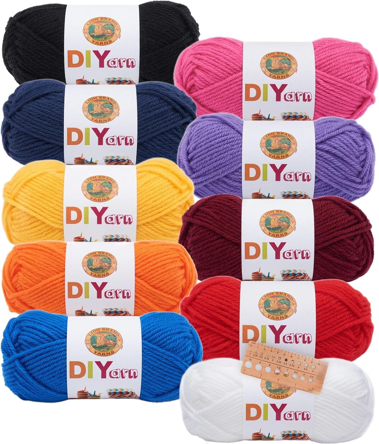  Lion Brand Yarn - 24/7 Cotton - 6 Skein Assortment