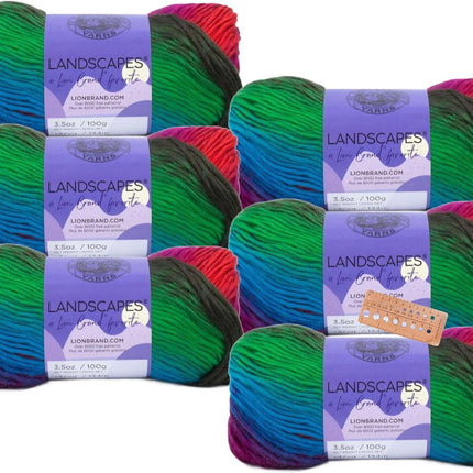 Lion Brand Yarn - Landscapes - 6 Pack with Pattern Cards (Mountain Range)