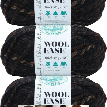Lion Brand Yarn - Wool-Ease Thick & Quick - Prints & Stripes - 3 Pack with Needle Gauge - 640-617 (City Lights)