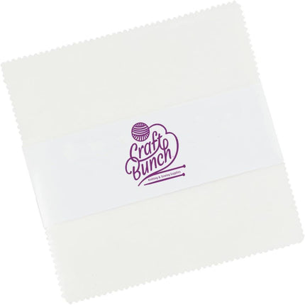 Craft Bunch - 5 inch Charm Pack - 42 Precut Fabric Squares (White)