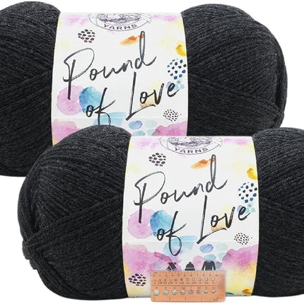 Lion Brand Yarn - Pound of Love - 2 Pack (Charcoal)