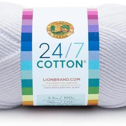 Lion Brand Yarn - 24/7 Cotton - 6 Skeins with Needle Gauge - Christmas Holiday #1 (Grass, Red, & White)
