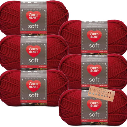 Red Heart Soft Yarn - 6 Balls - Matching Dye Lot (Really Red)