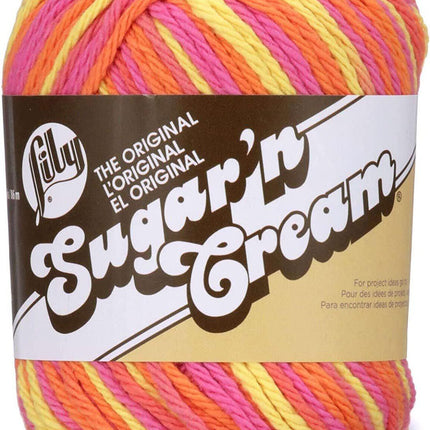 Lily Sugar 'n Cream Yarn Bundle 100% Cotton Worsted #4 Weight Includes Bamboo Knitting Gauge (Lily Mix Parent)