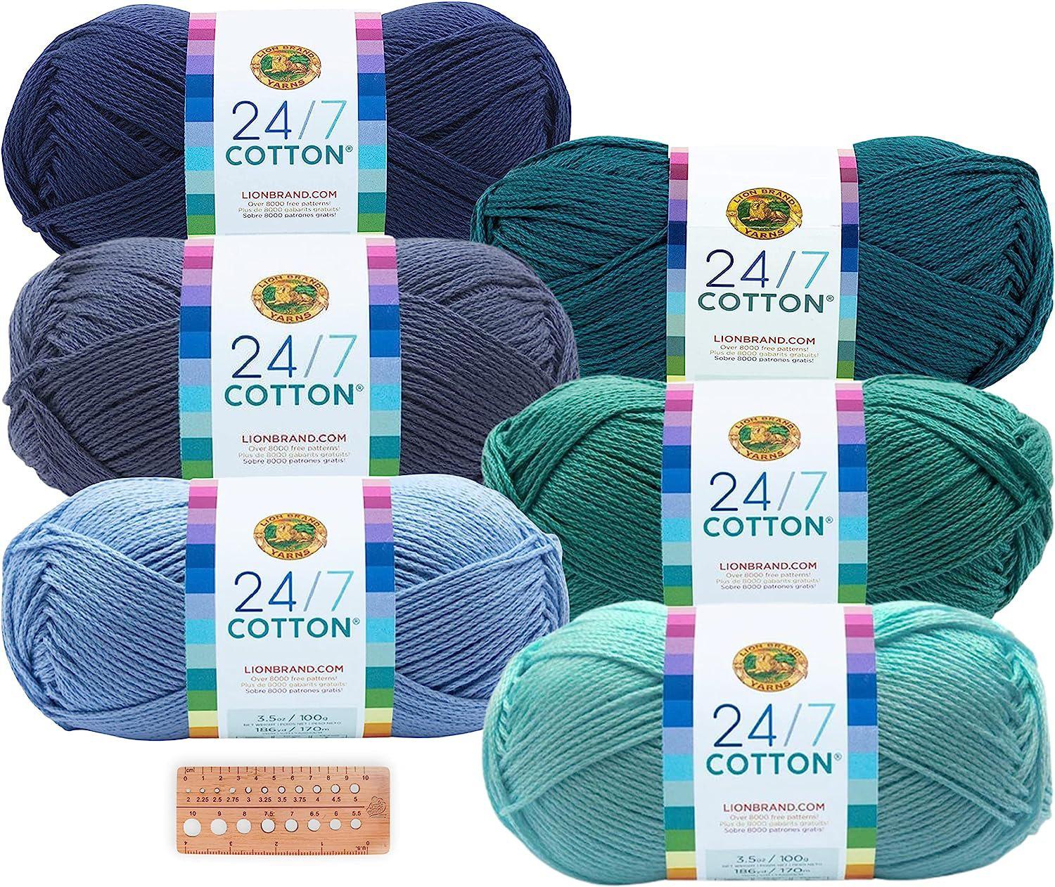 Lion Brand Yarn - 24/7 Cotton - 6 Skein Assortment (Ocean) – Craft Bunch