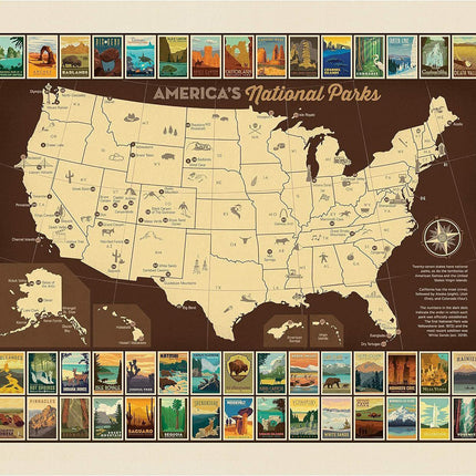 Riley Blake National Parks Poster Panel Map 36"x43",Quilting Fabric