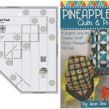 Creative Grids Bundle - Pineapple Trim Tool (CGRJAW3) with 64 Page Book"Pineapple Play" by Jean Ann Wright