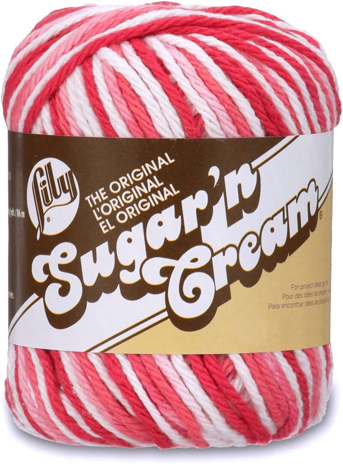 THREE Lily Sugar 'n And Cream RED ROUGE Cotton yarn ~ TWO-2.5 oz. / ONE 4  oz.