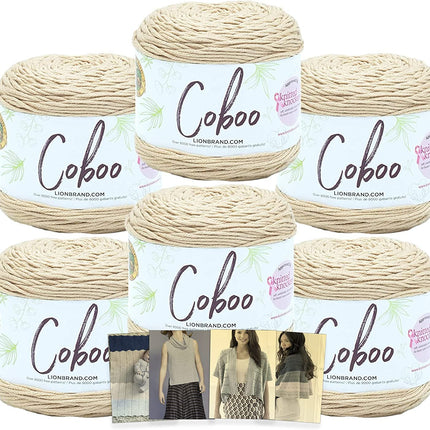 Lion Brand Yarn - Coboo -6 Pack with Pattern Cards (Olive)