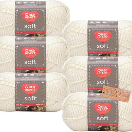 Red Heart Soft Yarn - 6 Balls - Matching Dye Lot (Off White)
